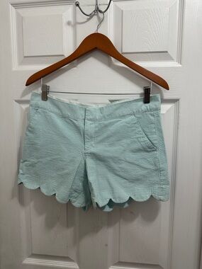 Lilly Pulitzer Buttercup Mint Scalloped Seersucker Shorts